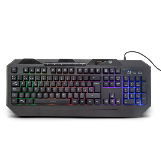 TECLADO GAMER NGK-HYDRA 114 TECLAS RETROILUMINADO LED MULTICOLOR DISENO ERGONOMICO 6 BOTONES MULTIMEDIA NEGRO