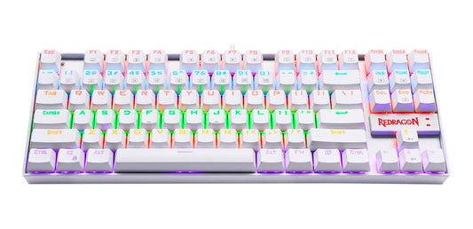 Teclado Mecánico Redragon Kumara White Rainbow, Español, Blanco