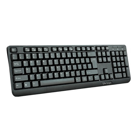 Teclado Alámbrico VORAGO, KB-102 USB, Alámbrico, Universal, teclas FN Multimedia, Negro.
