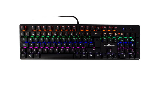 Teclado Mecanico Gamefactor KBG400-B, USB, QWERTY, Negro, Multicolor, Switch Azul