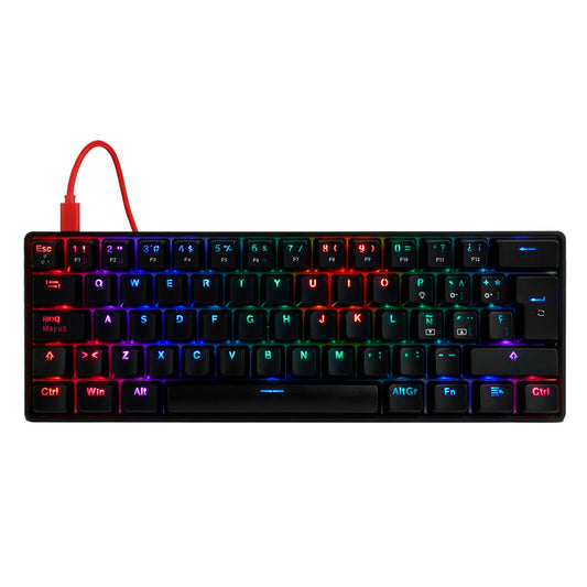 Teclado Mecánico 60% Game Factor KBG560-RD, Rgb, Teclas Extras Red Intercambiables, Red Switch, Usb Rojo