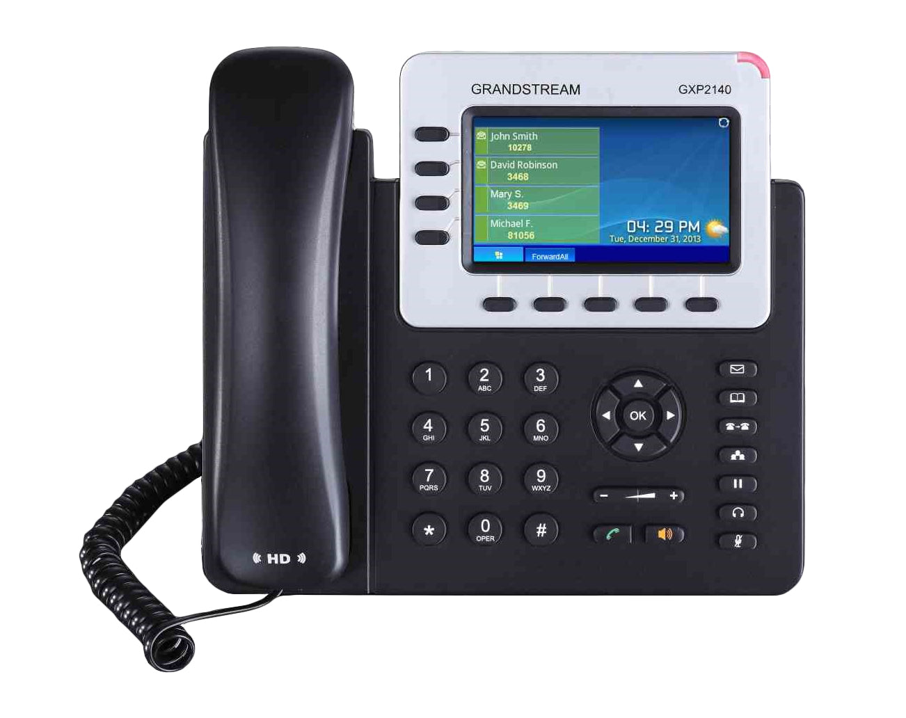 Telefono IP de 4 lineas con 4 cuentas SIP, Gigabit con Poe, conferencia de 5 vias, SIP, Bluetooth, incluye su fuente de alimentacion