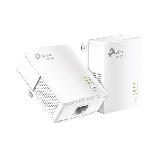 Kit Adaptador Powerline Gigabit Ethernet, tecnologia HomePlug AV2, 1000Mbps, Plug and Play, hasta 300 M dentro de casa, 1 Puerto 10/100/1000 Mbps y tamaÃ±o ultra compacto