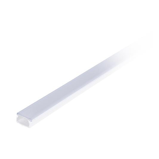 Canaleta blanca con tapa transparente de PVC auto extinguible, ideal para colocar iluminaciÃ³n tipo Led, sin divisiÃ³n, 20 x 10 mm, tramo de 2.5 m