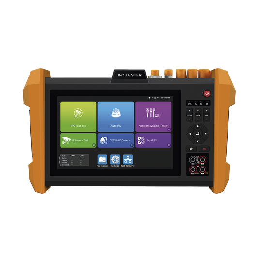 Probador de VÃ­deo con Pantalla LCD de 7" para IP ONVIF / 8MP TVI + 8MP CVI + 8MP AHD + SDI/EX?SDI + MultÃ­metro + Cable TDR / Prueba de Red de Fibra Ã“ptica + Medidor de Distancia Laser + CÃ¡mara Integrada