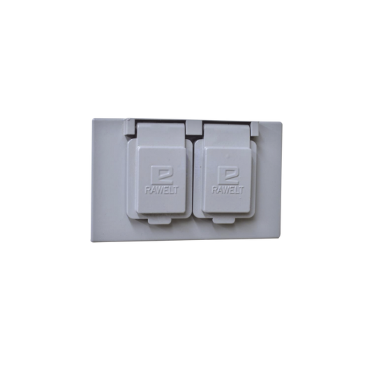 Tapa rectangular dÃºplex horizontal con  contratapa con mecanismo de auto-cierre de aluminio para uso de interiores y exteriores tipo RR.