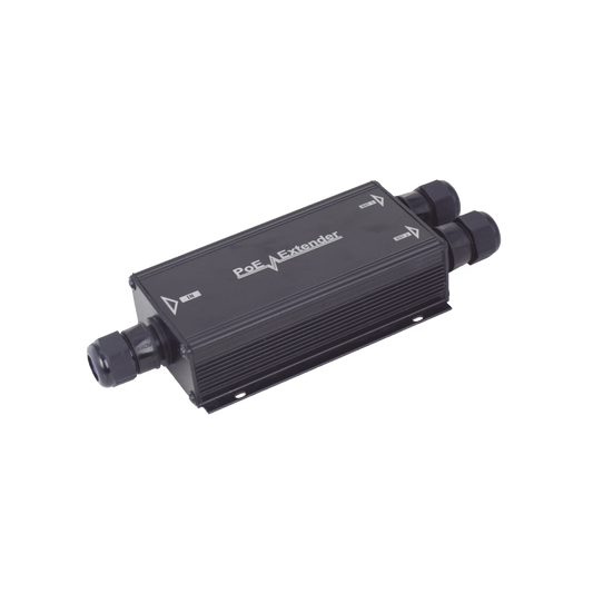 Extensor PoE/ 100 Metros / Intemperie (IP66) / 60 Watts / 1 puerto @ 2 salidas a 30 W / No requiere fuente de alimentación adicional