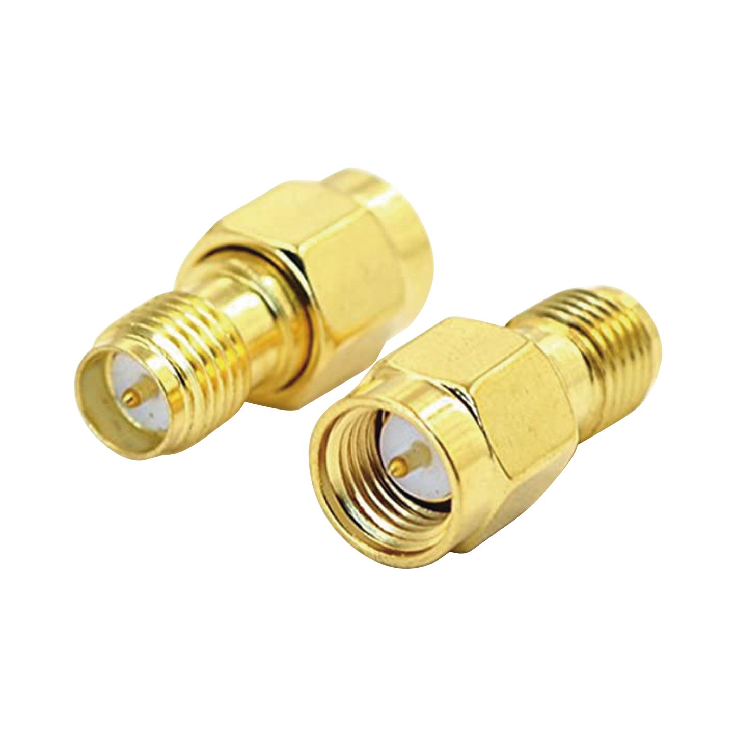 Adaptador de SMA Macho a SMA Hembra Inverso, Oro/ Oro/ TeflÃ³n,