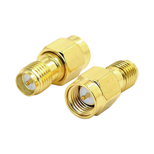 Adaptador de SMA Macho a SMA Hembra Inverso, Oro/ Oro/ TeflÃ³n,