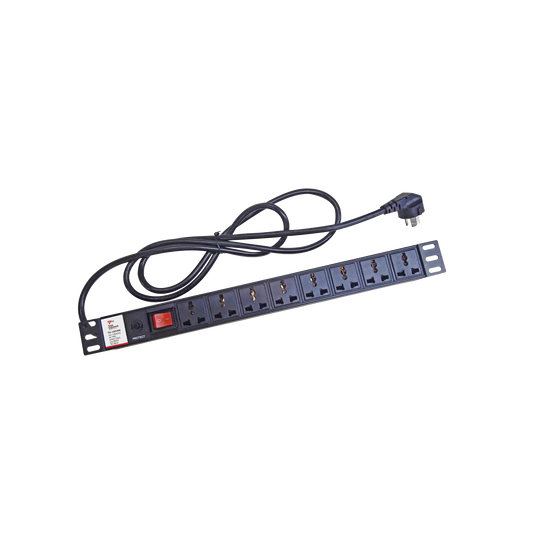 Protector de 120 Vca con 8 contactos de alimentaciÃ³n en color negro para aplicaciones en Rack