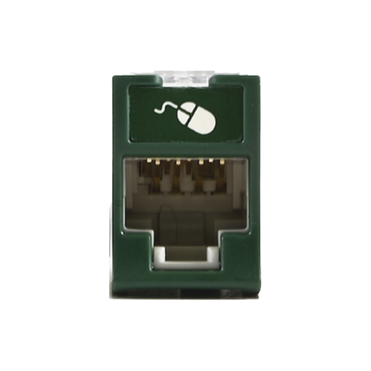 Jack UltraMAX Cat6A, UTP, Montaje híbrido en Placa de Pared (Plano y Angulado), Color Verde, Punch Down