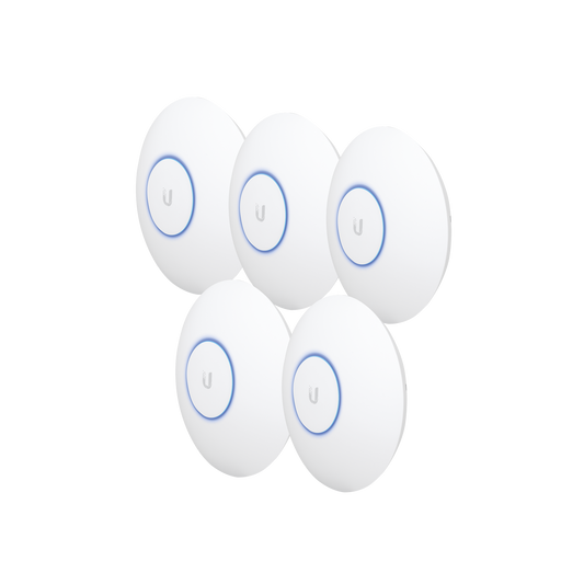 Paquete de 5 Access Point UniFi HD 802.11ac Wave 2 MU-MIMO 4X4 para alta densidad de usuarios, hasta 500 usuarios WiFi (Sin PoEÂ´s)