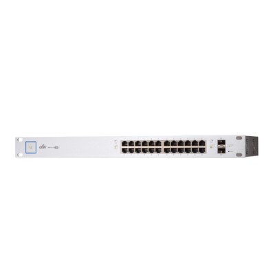 Switch PoE UniFi capa 2 Administrable de 26 puertos Gigabit (24 eth PoE y 2 SFP) 802.3 af/at / Pasivo 24V, 500 Watts, throughput de 38.69 Mpps