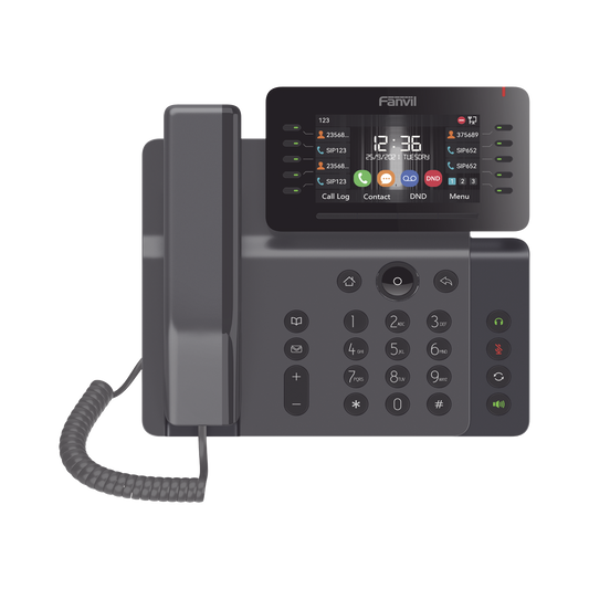 TelÃ©fono IP Empresarial Esencial WiFi / Bluetooth, 20 lÃ­neas SIP, pantalla a color 4.3" ajustable, PoE, puertos Gigabit, conferencia local de 6 vÃ­as.