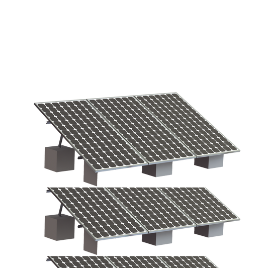 Montaje para 3 Panel Solar, Riel "8" de 4050mm para Módulos con Espesor de 35mm, Velocidad de Viento Máx. 136km/h (20° a 45°)