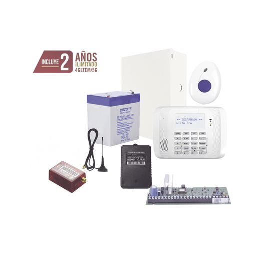 Kit de Alarma VISTA48 con Comunicador, Botón de Pánico y Detección de Caídas Inalámbrico, Gabinete, Transformador y Batería