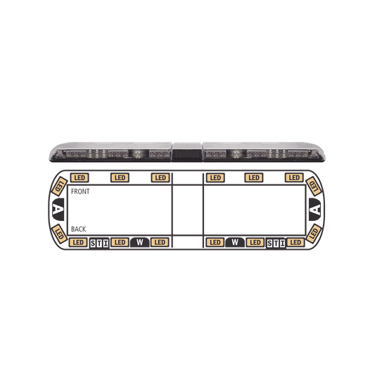 Torreta Ã¡mbar de 54" Vantage â„¢ 16 LED   2 luces de trabajo, 2 luces de callejÃ³n, 2 luces de freno, traseras y direccionales