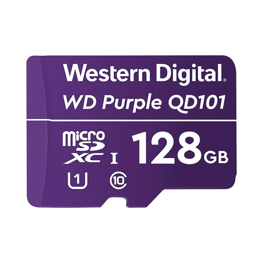 Memoria microSD de 128 GB PURPLE, Especializada Para Videovigilancia, 10 VECES MAYOR DURACIÃ“N, 3 AÃ‘OS DE GARANTIA