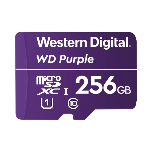 Memoria microSD de 256 GB PURPLE, Especializada Para Videovigilancia, 10 VECES MAYOR DURACIÃ“N, 3 AÃ‘OS DE GARANTIA