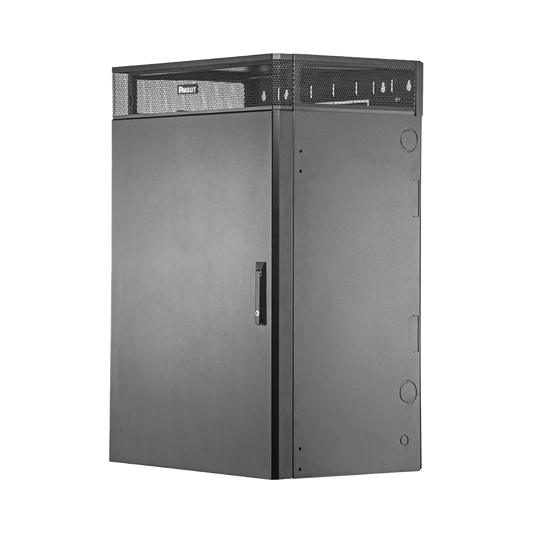 Gabinete de Montaje en Pared TrueEdgeâ„¢, Con 9 UR para Equipo Activo y 9 UR para Paneles de Parcheo, Fabricado en Acero, Color Negro