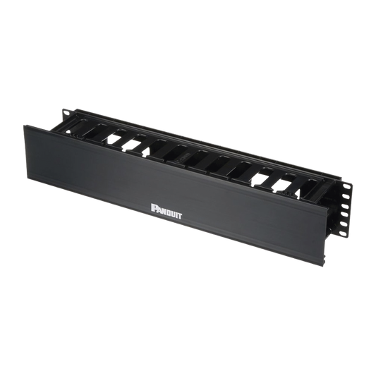 Organizador de Cables Horizontal PatchLink, Sencillo (Solo Frontal), Con Tapa Extendida, Para Rack de 19in, 2UR | PANDUI