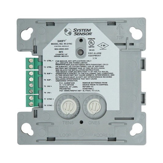 Módulo de Sincronización Inalámbrico / Compatible con Paneles Notifier, Fire-Lite, Silent Knight y Farenhyt / Incluye Baterías