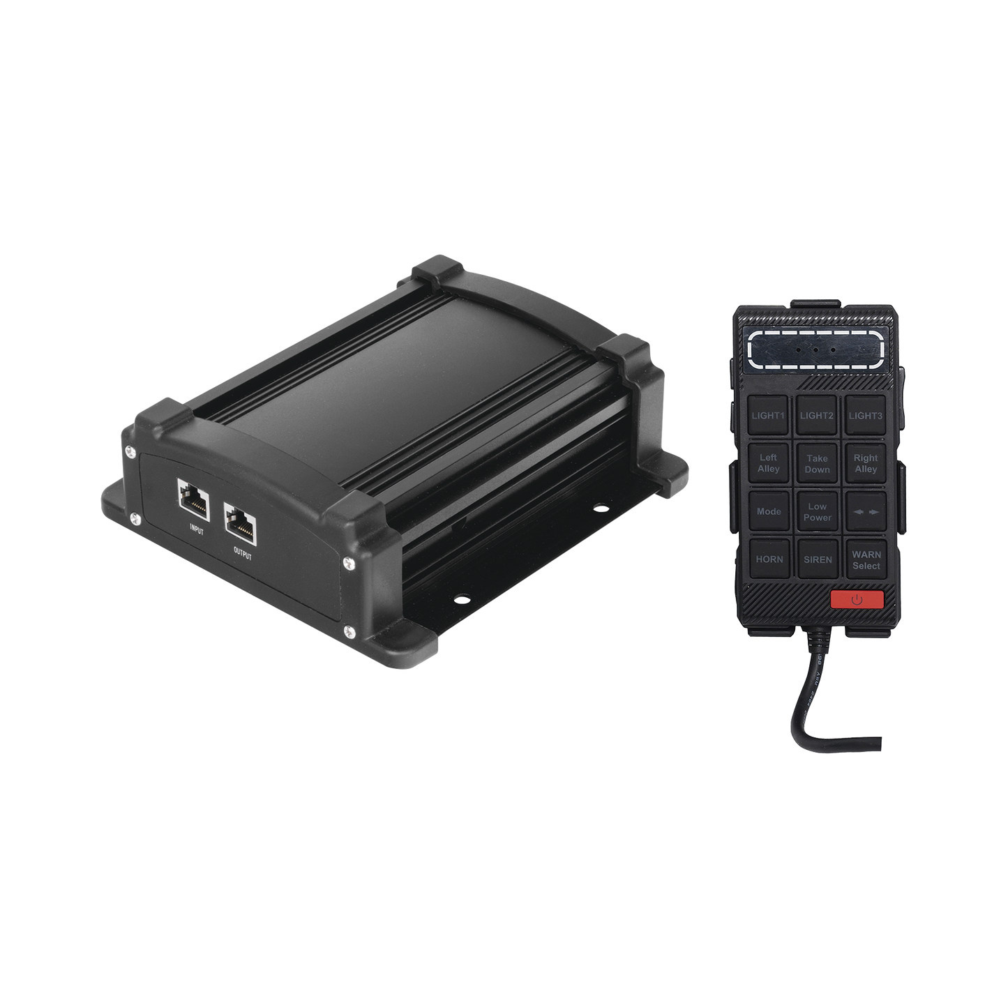 Sirena Vehicular de 100W de Potencia Con Controlador Unimando, Control de Tonos, Patrones de destello de Barras de Luces X67RB / X75RBS  y MicrÃ³fono