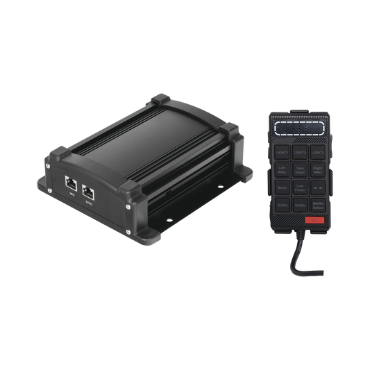 Sirena Vehicular de 100W de Potencia Con Controlador Unimando, Control de Tonos, Patrones de destello de Barras de Luces X67RB / X75RBS  y MicrÃ³fono