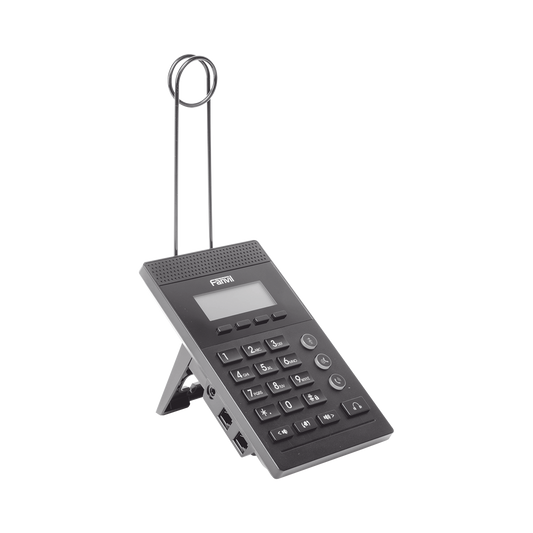 TelÃ©fono IP para Call Center para 2 lineas SIP con soporte para diadema, pantalla 128x48 retro-iluminada, PoE