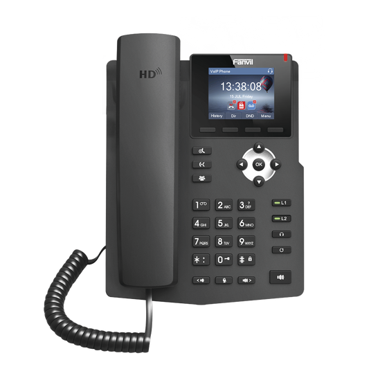 TelÃ©fono IP empresarial para 2 lineas SIP con pantalla LCD de 2.4 Pulgadas a color y conferencia de 3 vÃ­as, PoE