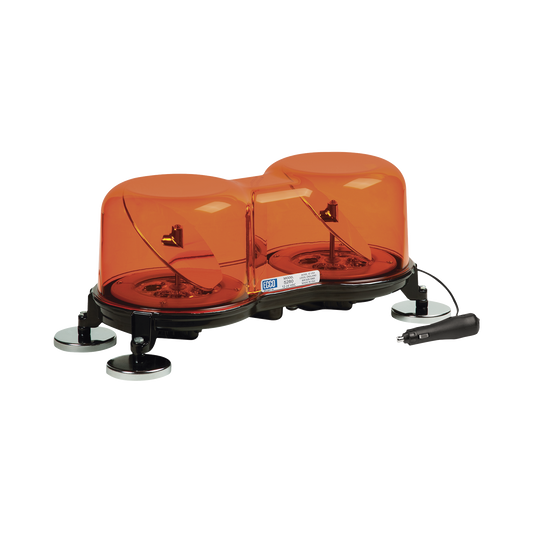 Mini barra rotativa LED SAE Clase 1, domo color Ã¡mbar, montaje permanente