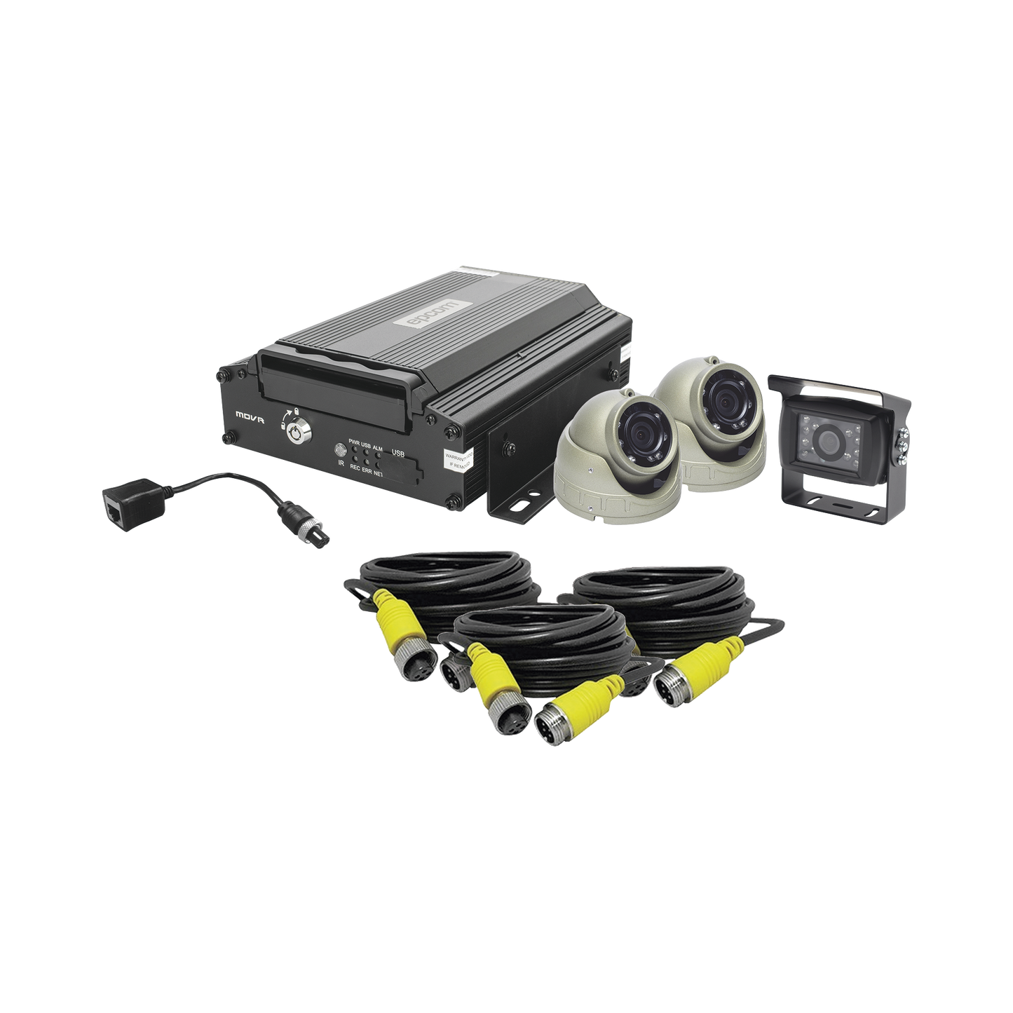 KIT DVR PARA VEHICULO /  INCLUYE /  CÃMARAS PARA INTERIOR /  CÃMARA PARA EXTERIOR, / 2MP AHD /  CABLES EXTENSORES / ADAPTADOR LAN.