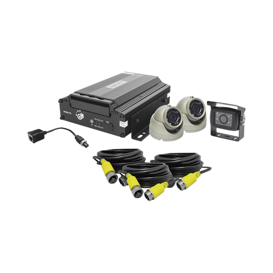 KIT DVR PARA VEHICULO /  INCLUYE /  CÃMARAS PARA INTERIOR /  CÃMARA PARA EXTERIOR, / 2MP AHD /  CABLES EXTENSORES / ADAPTADOR LAN.