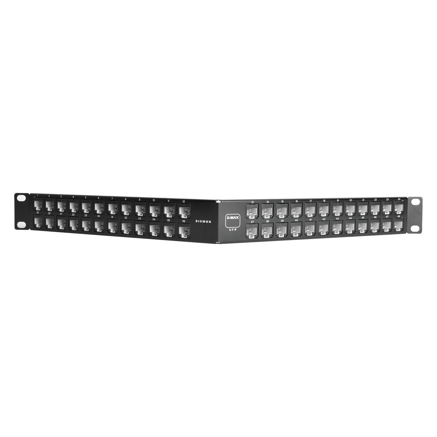 Patch Panel UTP Z-MAX Precargado con Jacks Categoría 6, de 48 puertos, Angulado, 1UR