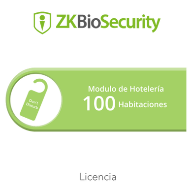 Licencia para ZKBiosecurity para modulo de hoteleria para 100 habitaciones