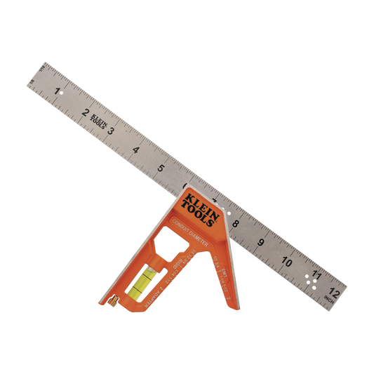 Escuadra Especial de 12 Pulgadas, con Bordes de 45Â° y 90Â° y Regla MagnÃ©tica. Ranura en V para DiÃ¡metro de Tubo Conduit