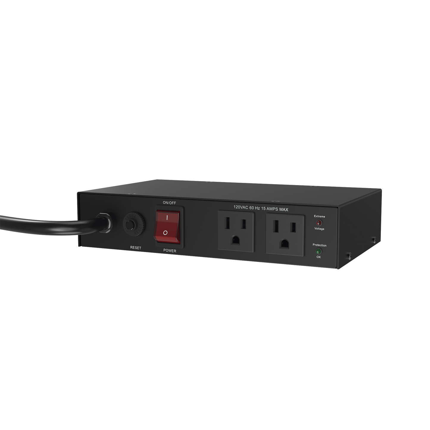 Acondicionador de Voltaje / Entrada 120 Vca / 2 salidas @ 120 Vca NEMA 5-15R / 1,800 W / 15 A / Supresión de Picos / Regulador de voltaje / Filtro de Ruido EMI/RFI