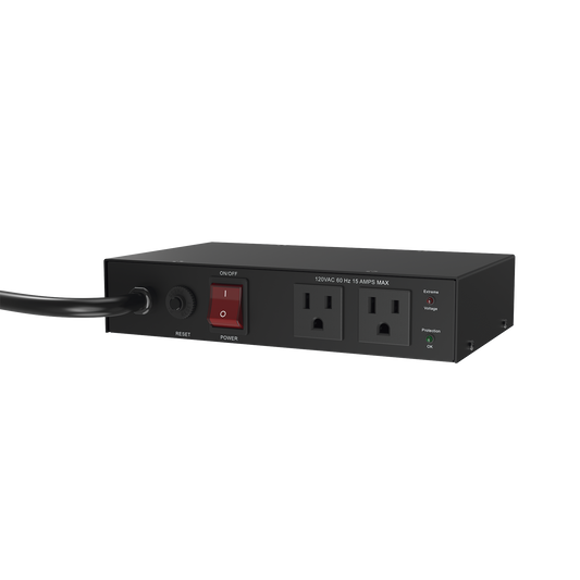 Acondicionador de Voltaje / Entrada 120 Vca / 2 salidas @ 120 Vca NEMA 5-15R / 1,800 W / 15 A / Supresión de Picos / Regulador de voltaje / Filtro de Ruido EMI/RFI