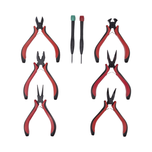 Juego de Herramientas con 6 Pinzas ElÃ©ctricas de 4.5" + 2 Desarmadores de PrecisiÃ³n (Plano y Cruz).