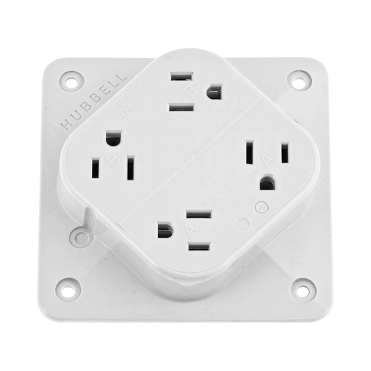 Multicontacto DÃºplex con 6 Salidas/ 15 A 125 V CA/ 2 Polos 3 Hilos / Color Blanco.