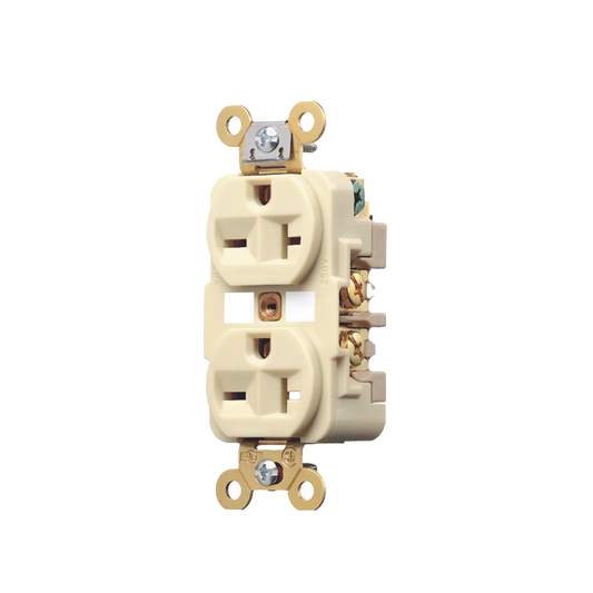 Contacto DÃºplex 20 A 250 V / 2 Polos 3 Hilos / Nema 6-20R / Grado Industrial /Color Marfil.