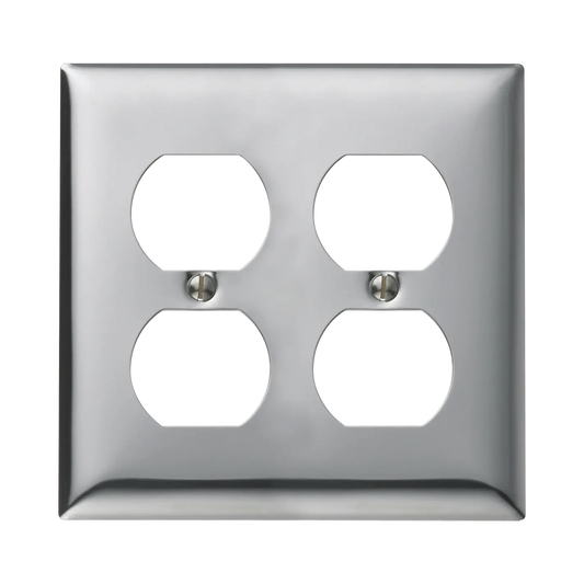 Tapa para 2 Contacto DÃºplex Color Cromo.