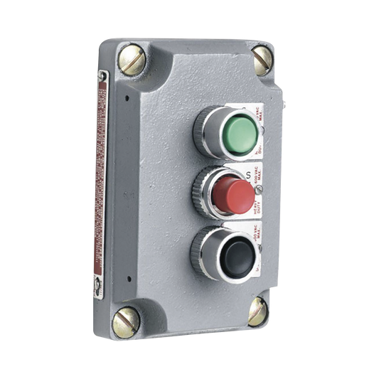 Cubierta para EstaciÃ³n de Control con Tres Botones Pulsadores Rojo-Verde-Negro. / Uso en Ãreas Clasificadas.