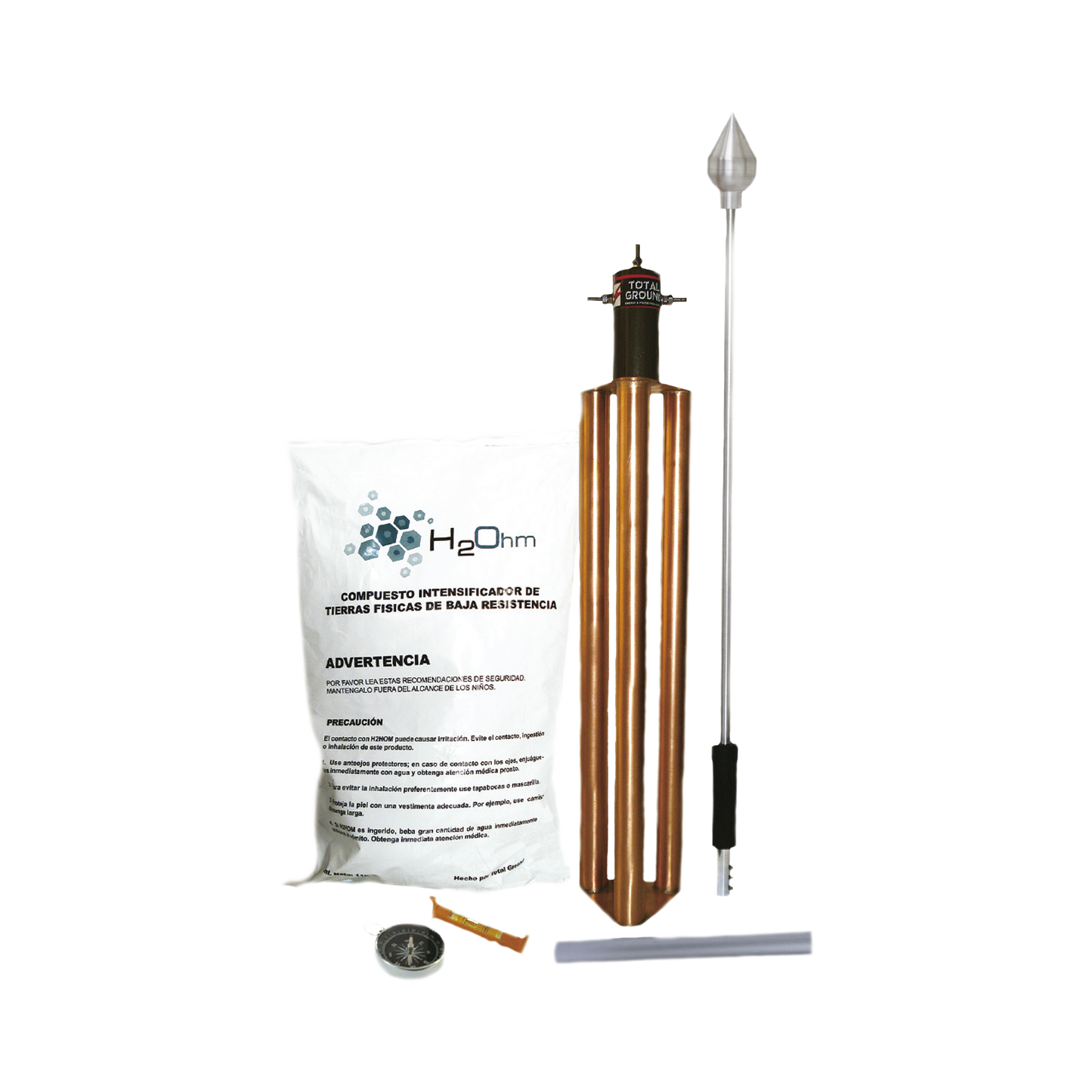 Punta Pararrayos para 80 m de DiÃ¡metro de ProtecciÃ³n con Electrodo y Mejorador de Terreno.