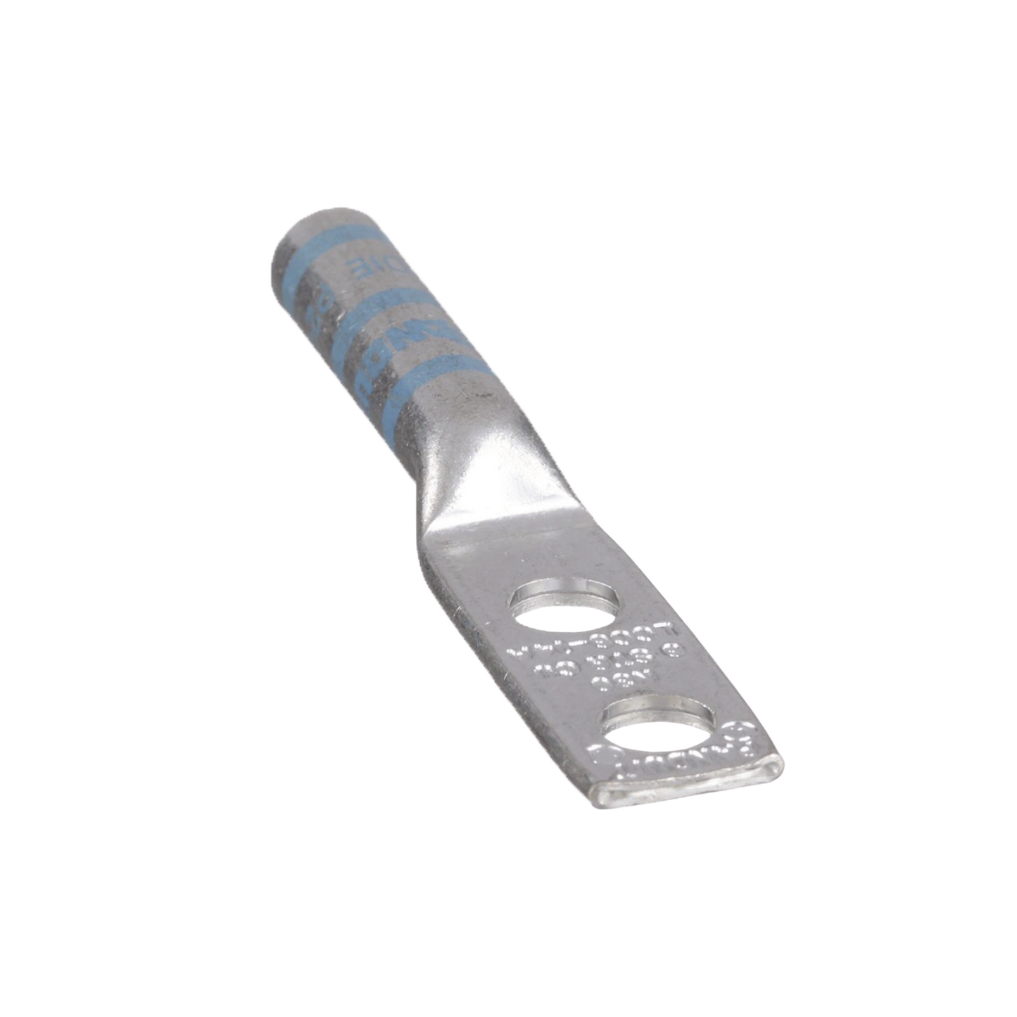 Terminal de CompresiÃ³n de Barril Largo, de Dos Orificios de 1/4, para Cable 6 AWG, Espacios Entre Orificios de 0.63in