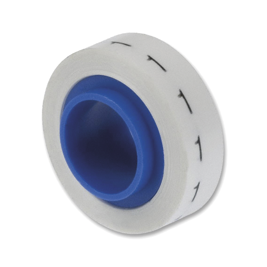 Rollo de Etiquetas Marcadoras, Pre-Impresos con el NÃºmero 1, de 2.4 metros, Color Blanco