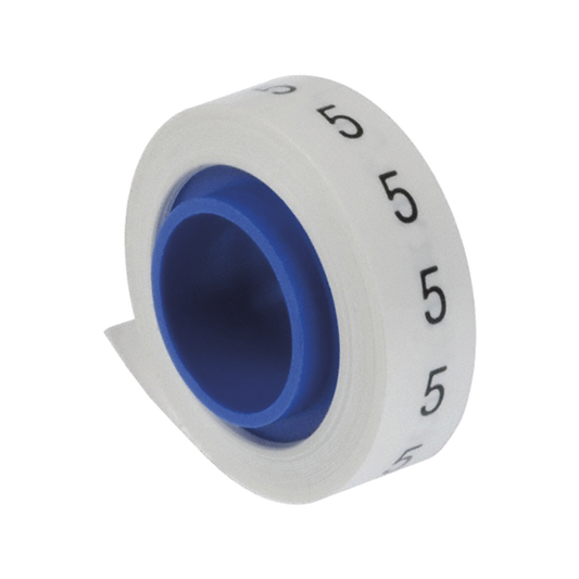 Rollo de Etiquetas Marcadoras, Pre-Impresos con el NÃºmero 5, de 2.4 metros, Color Blanco