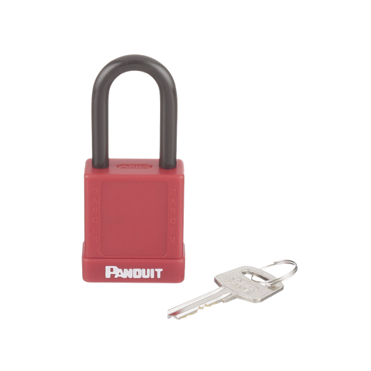 Candado de Bloqueo LOTO de Seguridad DielÃ©ctrico, Con Llave Ãšnica, DiÃ¡metro de 6.5 mm, Color Rojo