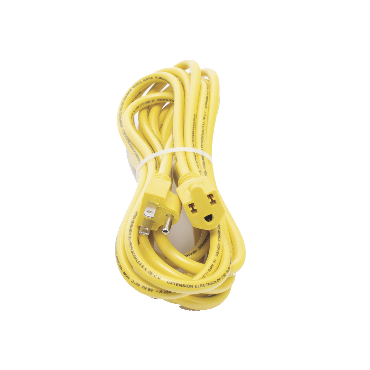 ExtensiÃ³n ElÃ©ctrica de Uso Rudo Aterrizada 5 metros /127 V CA 10 A MÃ¡ximo / Color Amarillo.